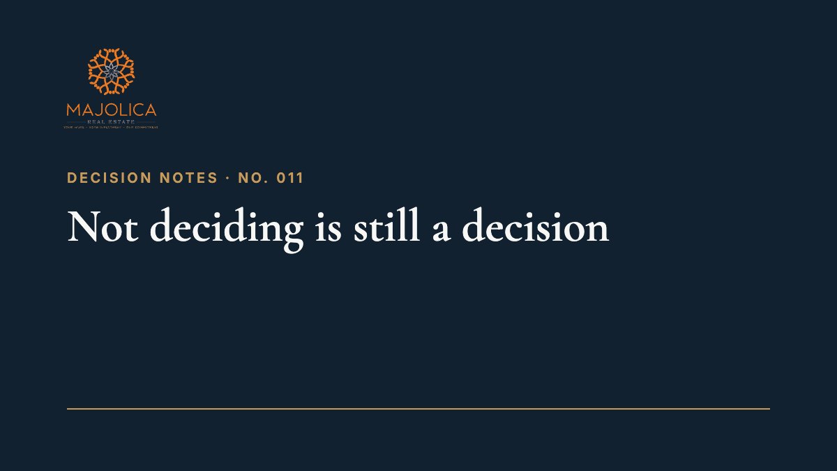 Decision Note 011: Not deciding is still a decision. Hesitation has a cost too. Have you ever paid a price for staying on the sidelines? I’ve seen it happen.