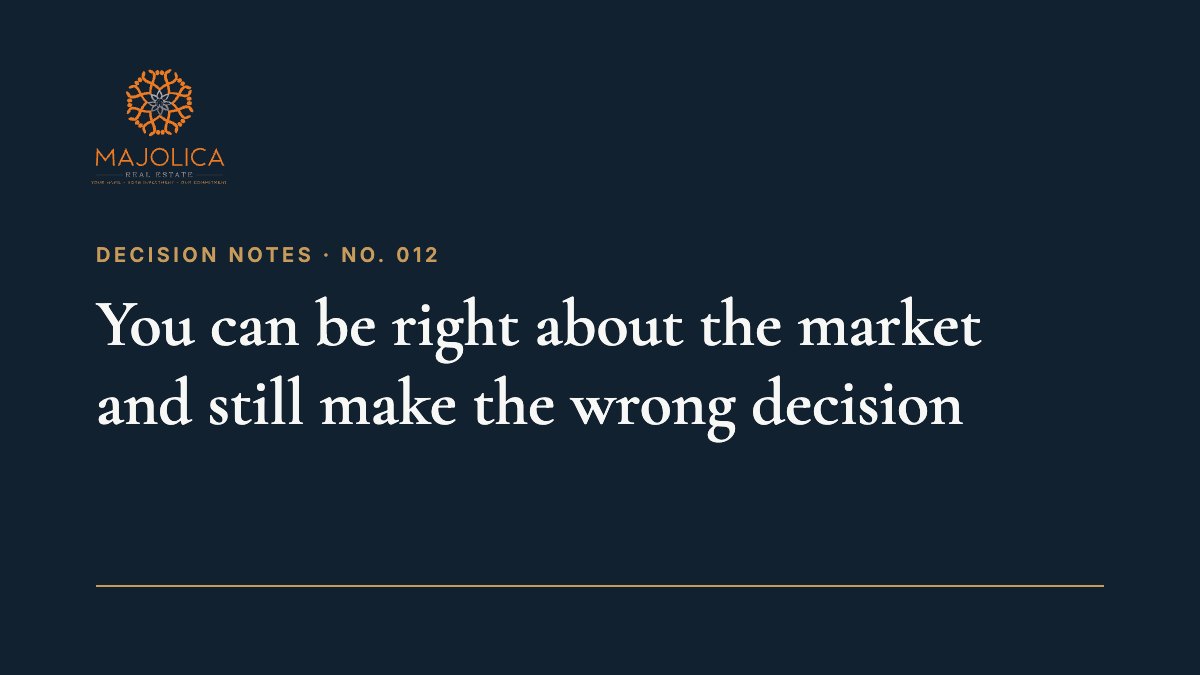 Decision Note 012: You can be right about the market and still make the wrong decision. Correct forecasts don’t protect you from a bad decision. Have you ever gotten the market right and the decision wrong? I’ve seen it happen.