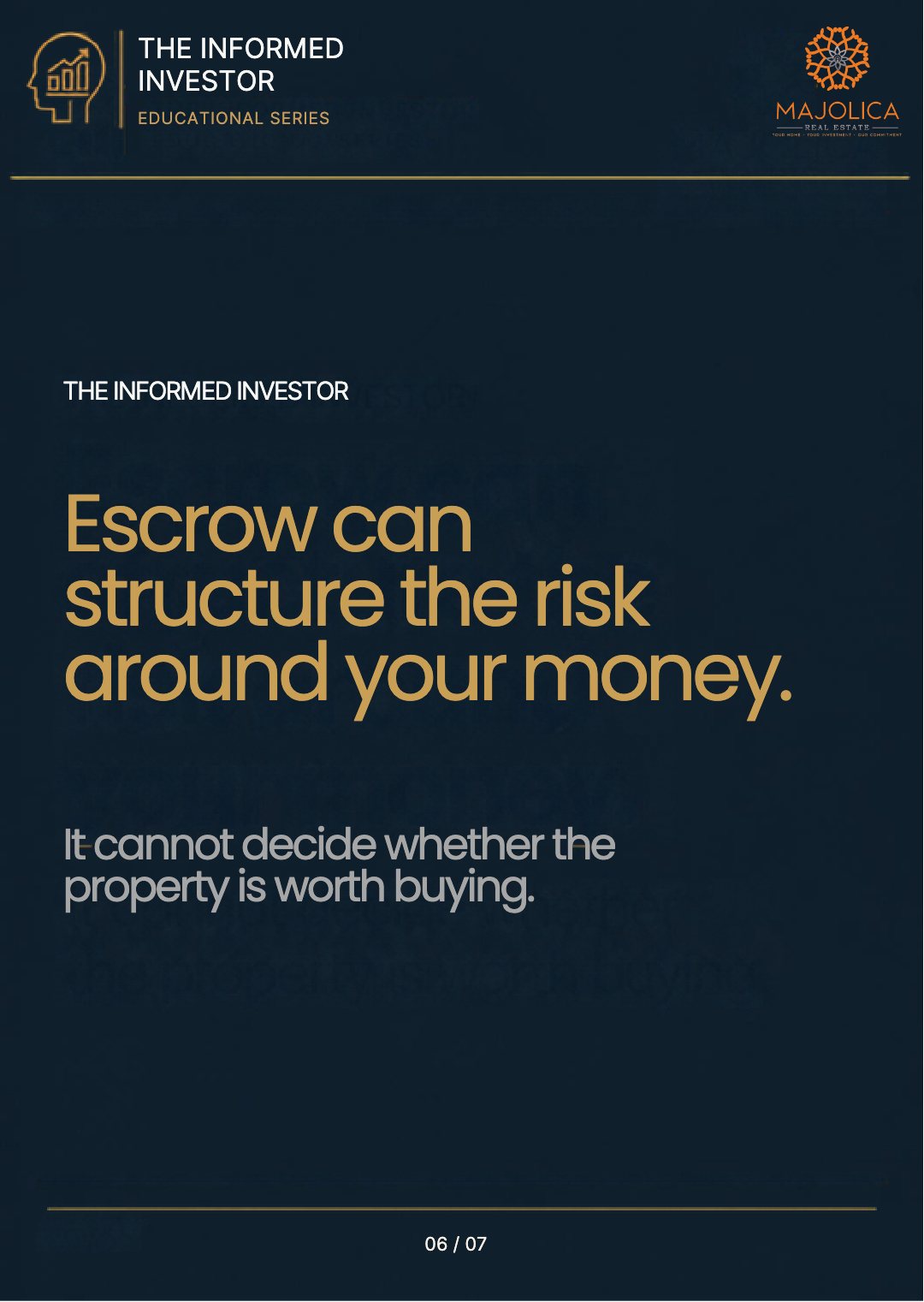 The Informed Investor, Chapter Ten: What Investors Should Know About Escrow — slide 7