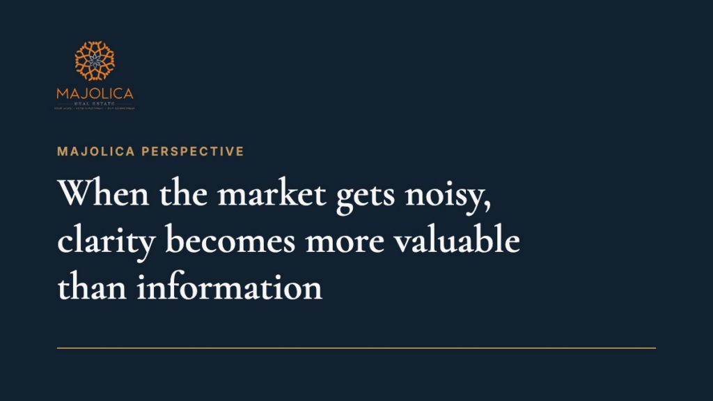 Majolica Perspective: When the market gets noisy, clarity becomes more valuable than information. That’s where we come in.